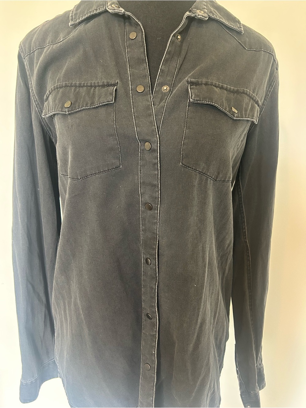Washed Black Button-Front Shirt by Blend She